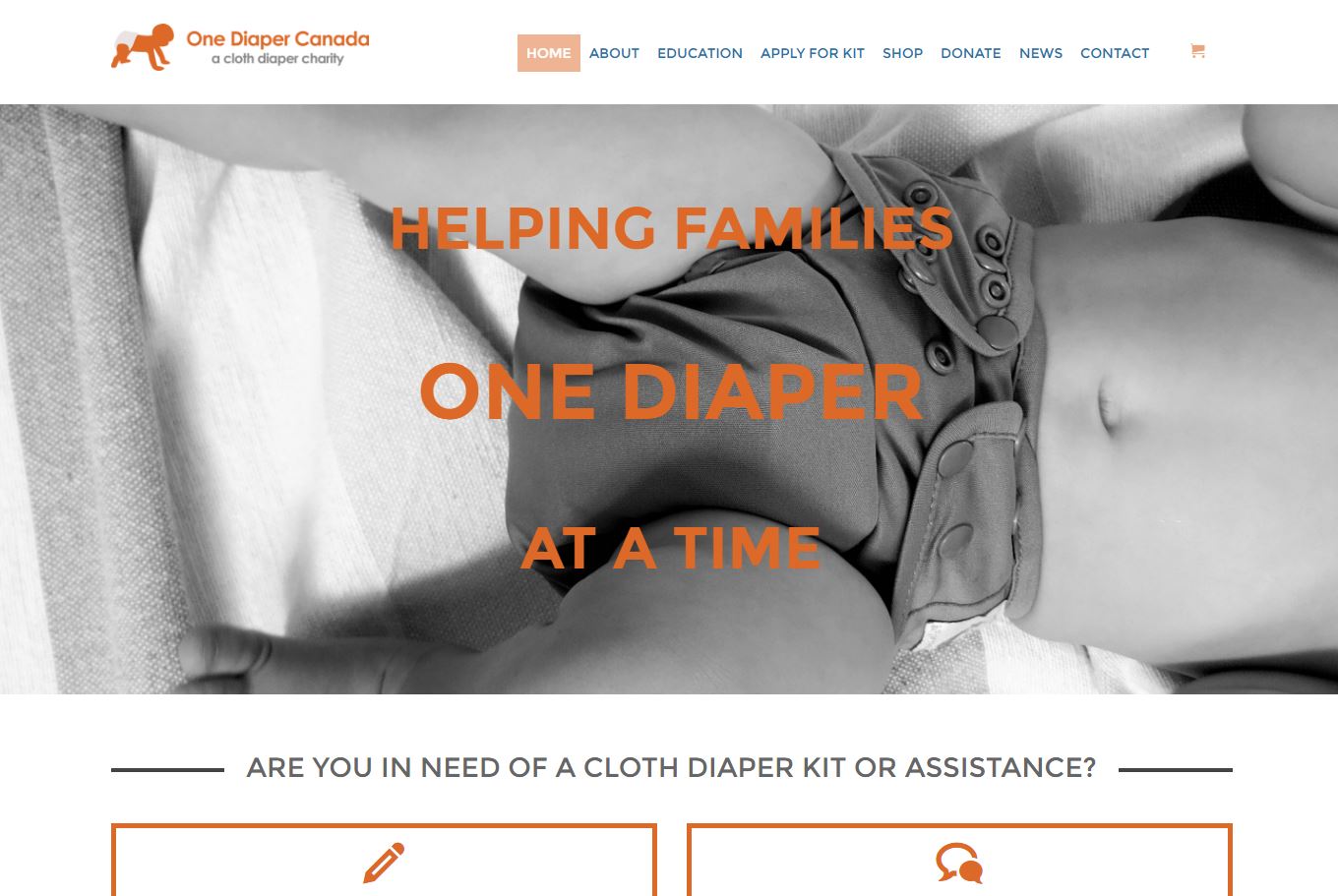 One Diaper Canada Homepage Top