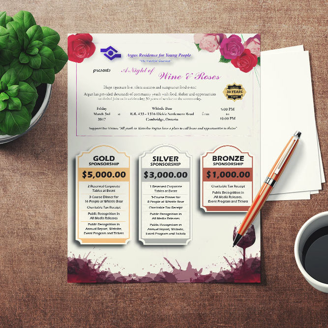 CryoDragon (Kitchener Waterloo Cambridge Print Design) Argus Residence Night of Wine & Roses Corporate Package