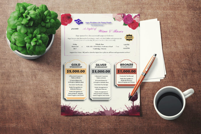 CryoDragon (Kitchener Waterloo Cambridge Print Design) Argus Residence Night of Wine & Roses Corporate Package