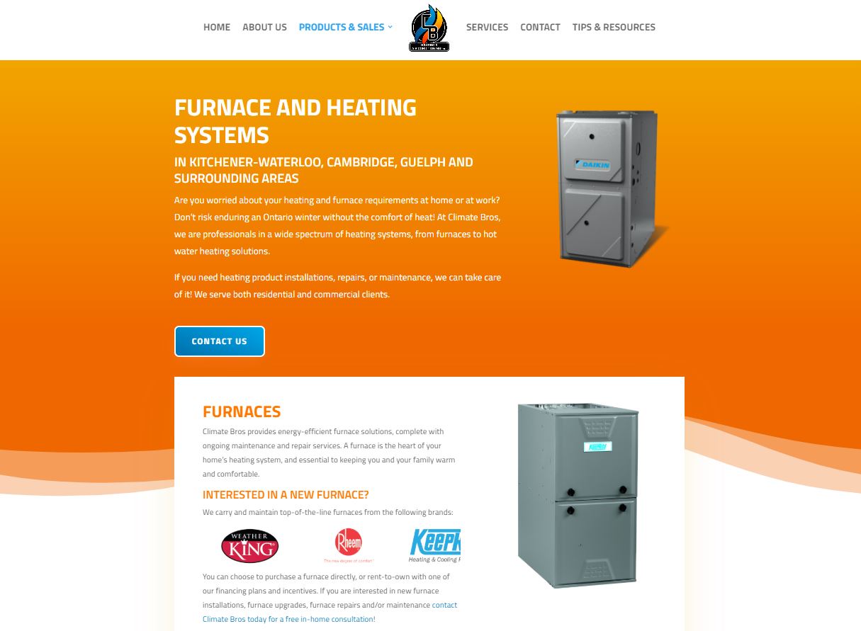ClimateBros_Heating CryoDragon KitchenerWaterloo site Design