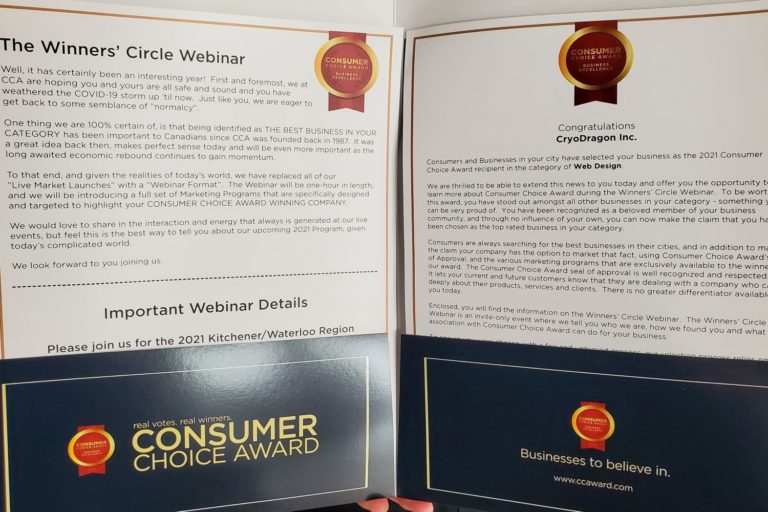 CryoDragon wins 2021 Consumer Choice Award CryoDragon wins 2021 Consumer Choice Award