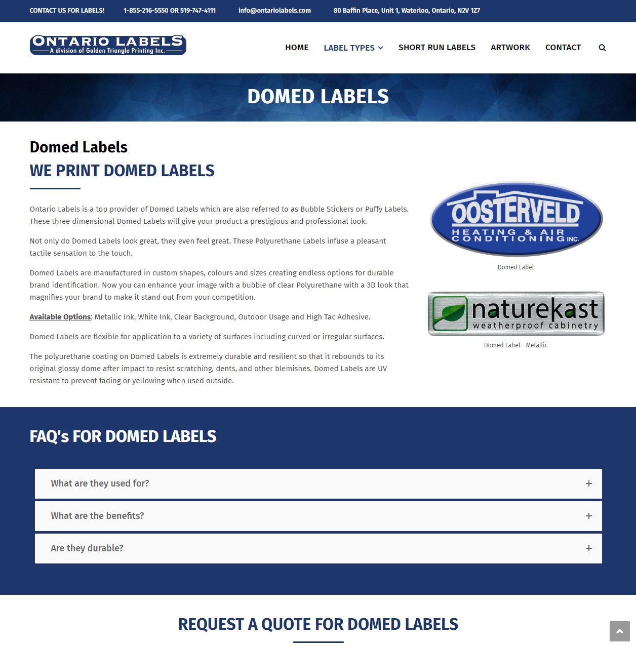 Kitchener Waterloo site Design Ontario Labels Label Page CryoDragon